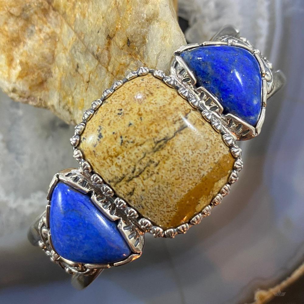 Carolyn Pollack Southwestern Style Sterling Picture Jasper/Denim Lapis Bracelet